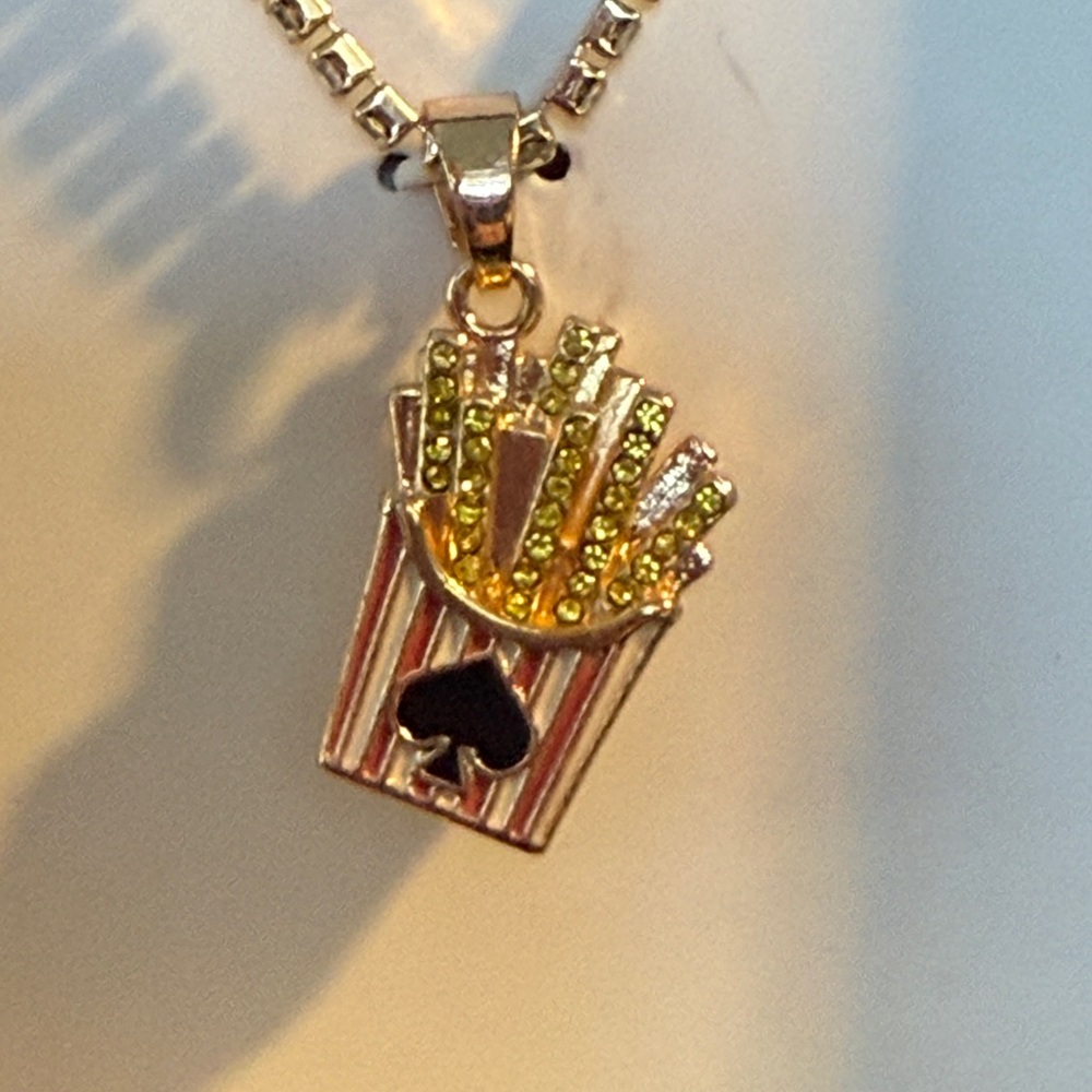NWT Kate Spade Gold and Rhinestone French Fry Necklace - Picture 7 of 8